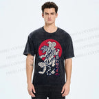 Unisex Japanese Art Tiger Printed Washed Tee