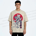 Unisex Japanese Art Tiger Printed Washed Tee