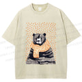 Unisex Bear Wearing a Scarf Printed Washed Tee
