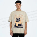Unisex Bear Wearing a Scarf Printed Washed Tee