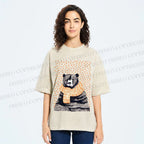 Unisex Bear Wearing a Scarf Printed Washed Tee