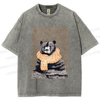 Unisex Bear Wearing a Scarf Printed Washed Tee