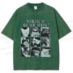 Unisex Which Cat Are You Today Printed Washed Tee