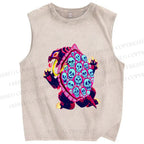 Unisex Turtle Monster With Skulls Printed Washed Tank Top