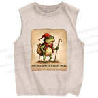 Unisex Adventurer Frog Printed Washed Tank Top