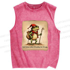 Unisex Adventurer Frog Printed Washed Tank Top