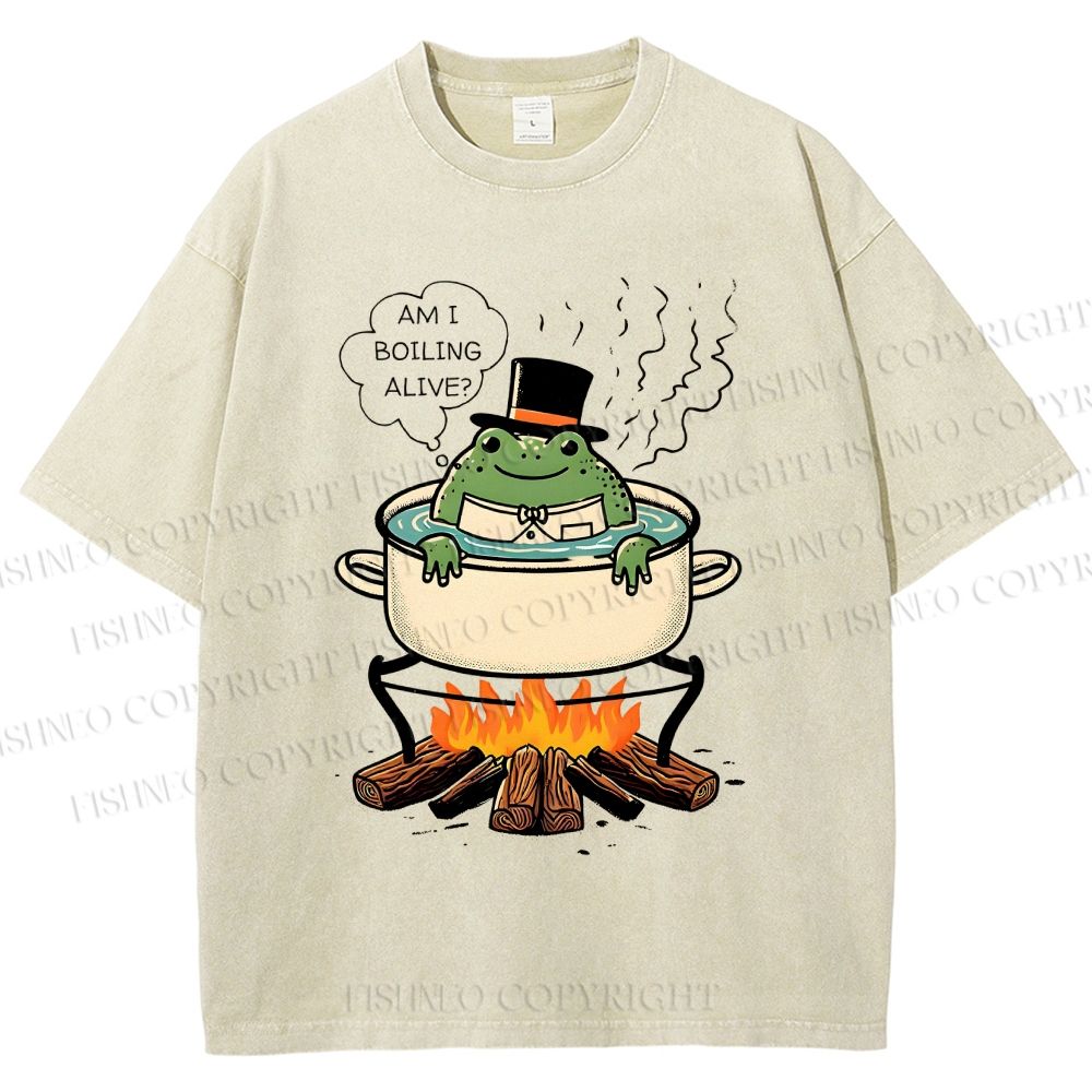 Unisex Boiling Frog Fable Printed Washed Tee