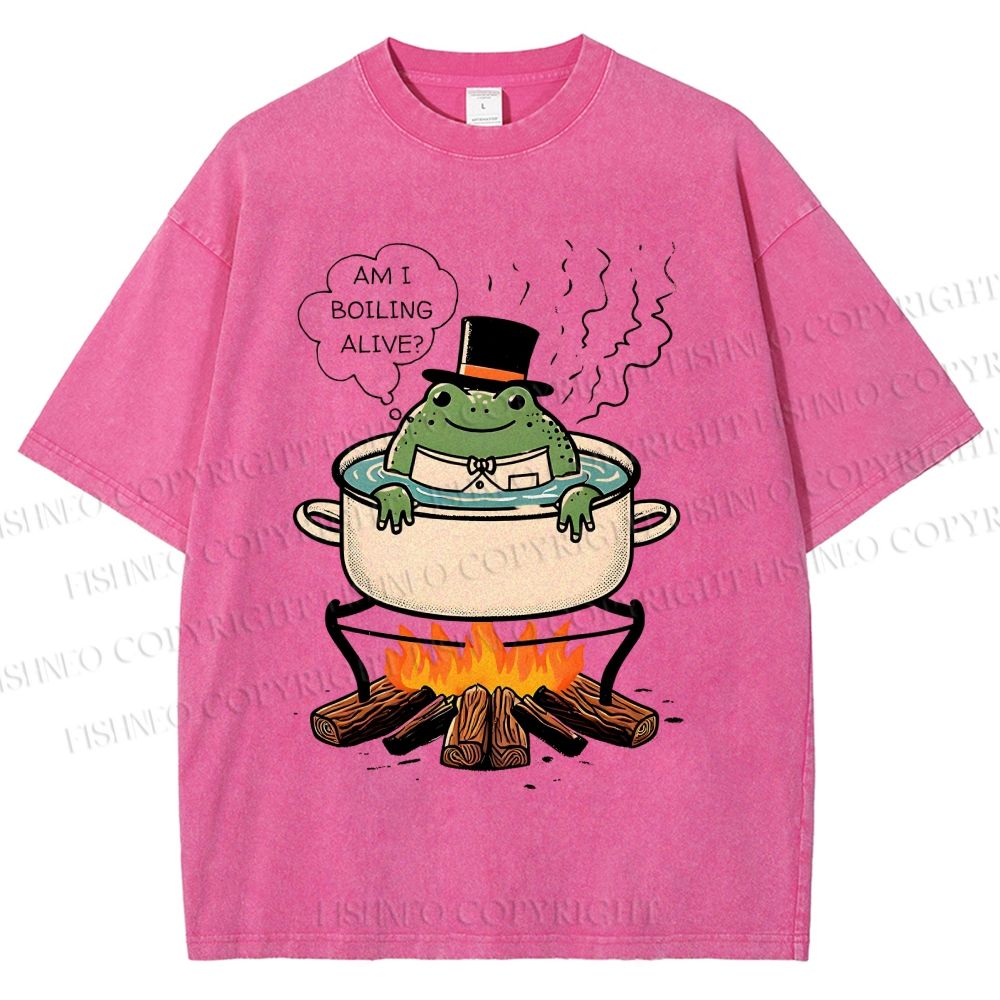 Unisex Boiling Frog Fable Printed Washed Tee