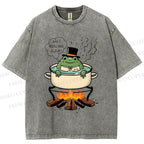 Unisex Boiling Frog Fable Printed Washed Tee