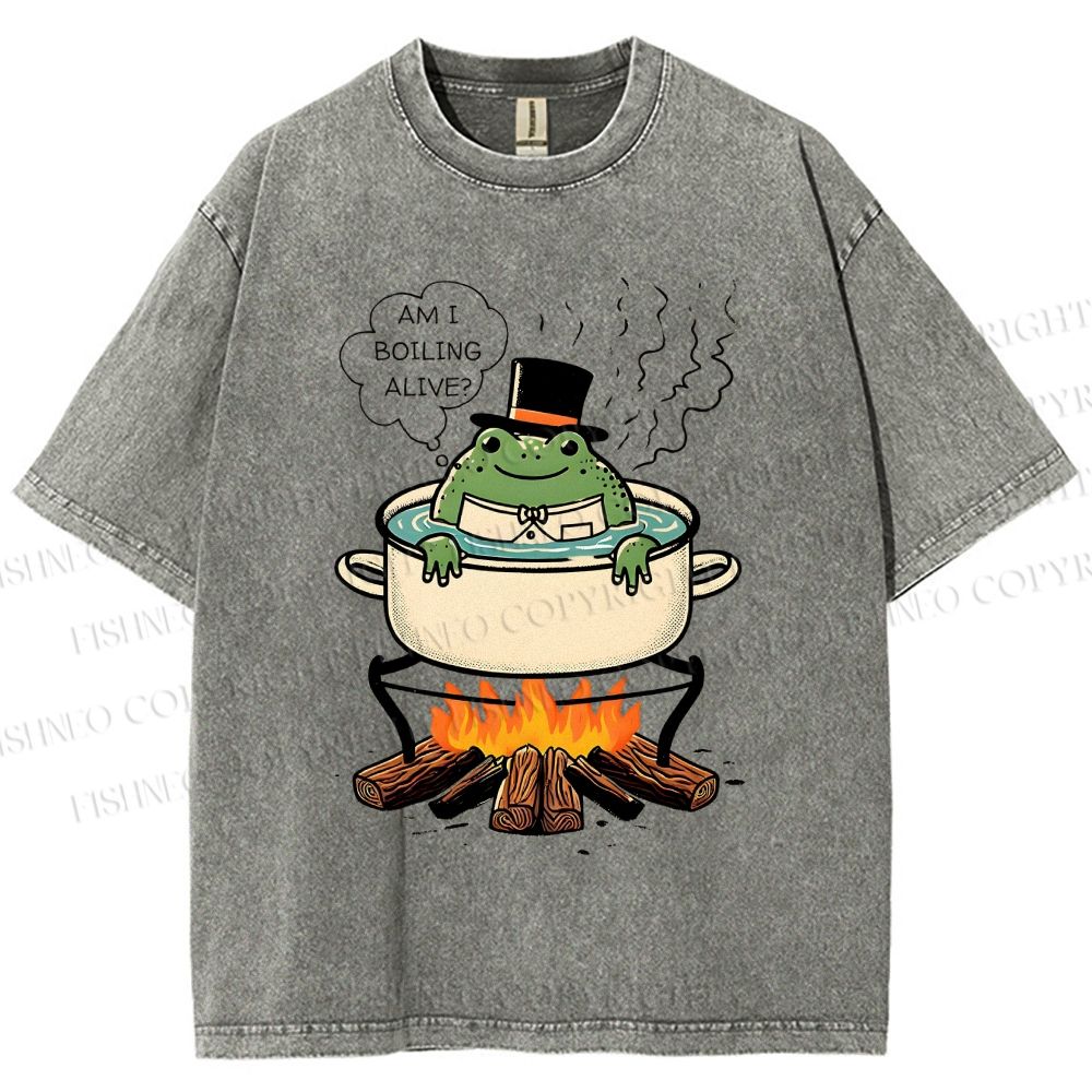Unisex Boiling Frog Fable Printed Washed Tee