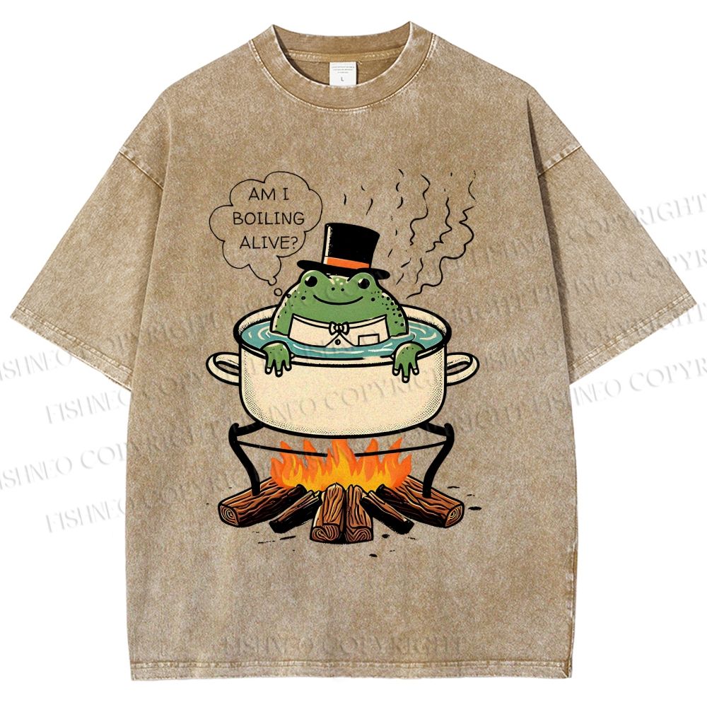 Unisex Boiling Frog Fable Printed Washed Tee