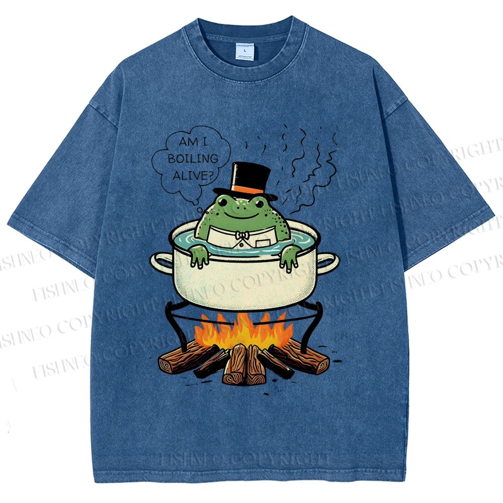 Unisex Boiling Frog Fable Printed Washed Tee