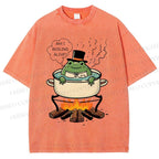 Unisex Boiling Frog Fable Printed Washed Tee