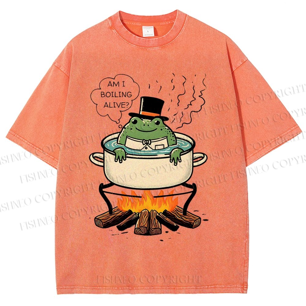 Unisex Boiling Frog Fable Printed Washed Tee