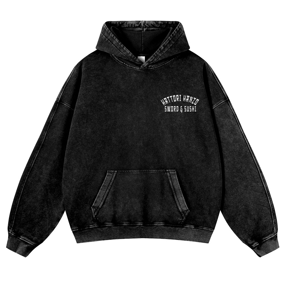 Hattori Hanzo Komainu Vintage Washed Cotton Back Art Hoodie