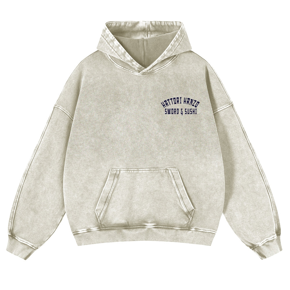 Hattori Hanzo Komainu Vintage Washed Cotton Back Art Hoodie