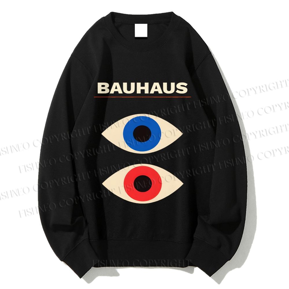 Unisex Bauhaus Geometric Eyes Printed Sweatshirt