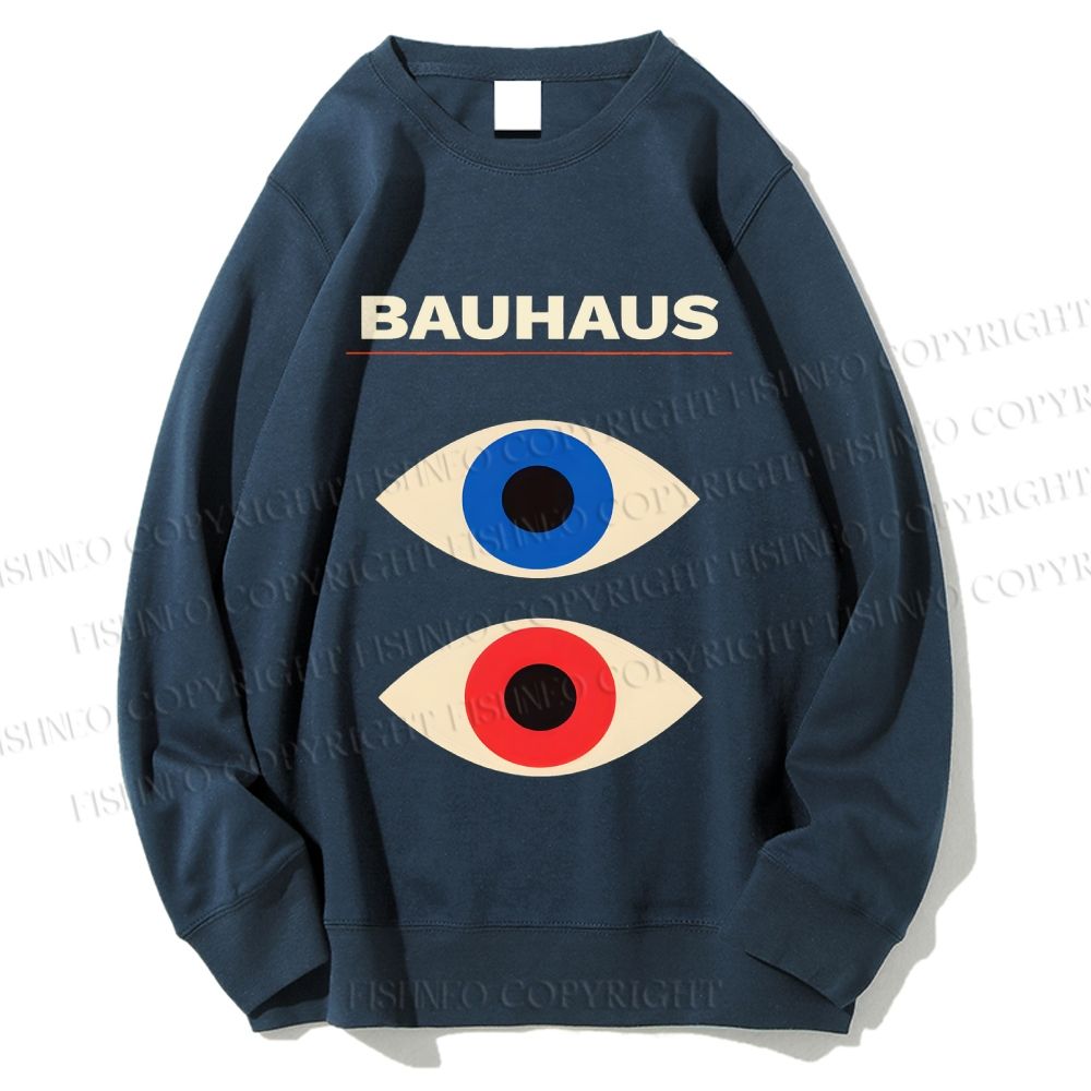 Unisex Bauhaus Geometric Eyes Printed Sweatshirt