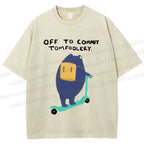 Unisex Frog Skateboarding Printed Washed Tee