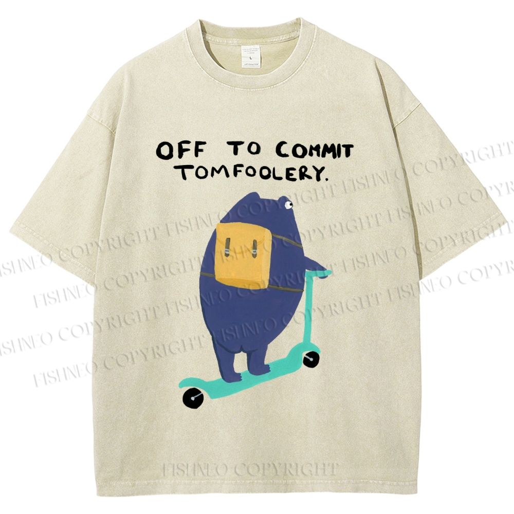 Unisex Frog Skateboarding Printed Washed Tee