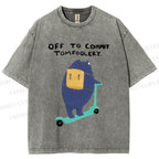 Unisex Frog Skateboarding Printed Washed Tee