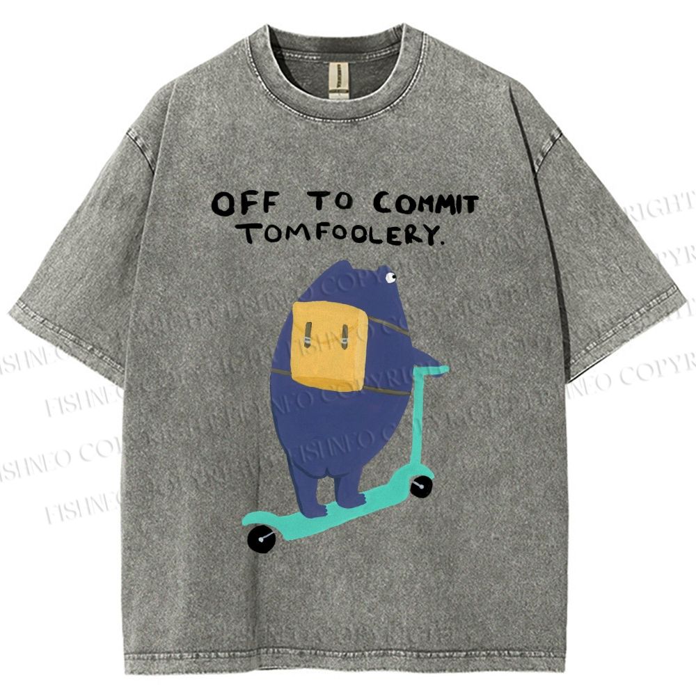 Unisex Frog Skateboarding Printed Washed Tee