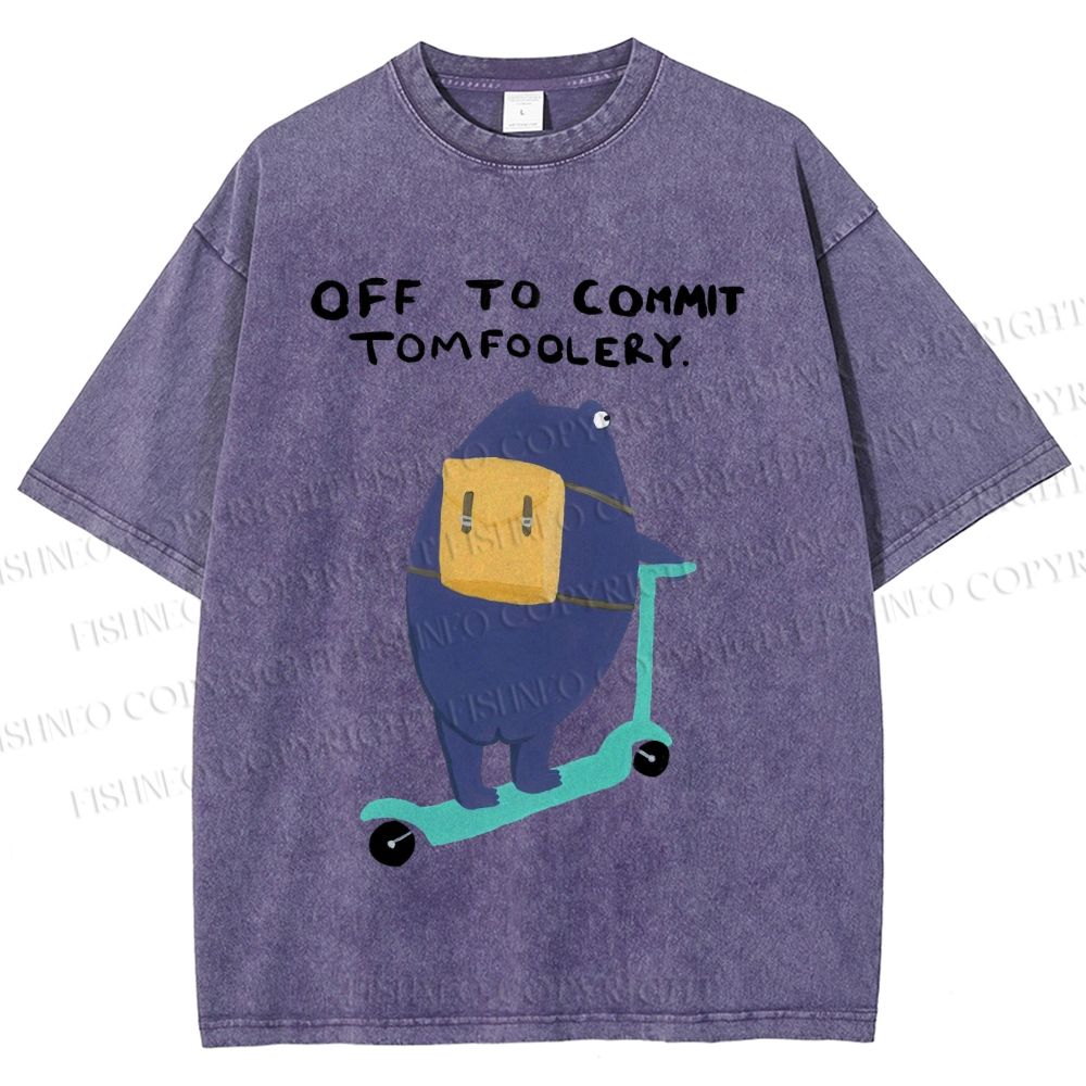 Unisex Frog Skateboarding Printed Washed Tee