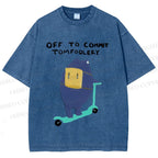 Unisex Frog Skateboarding Printed Washed Tee