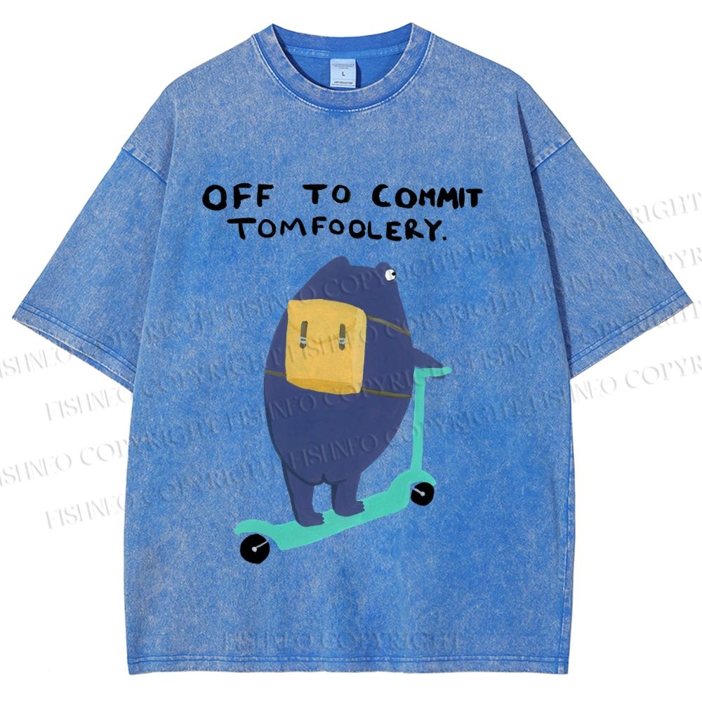 Unisex Frog Skateboarding Printed Washed Tee