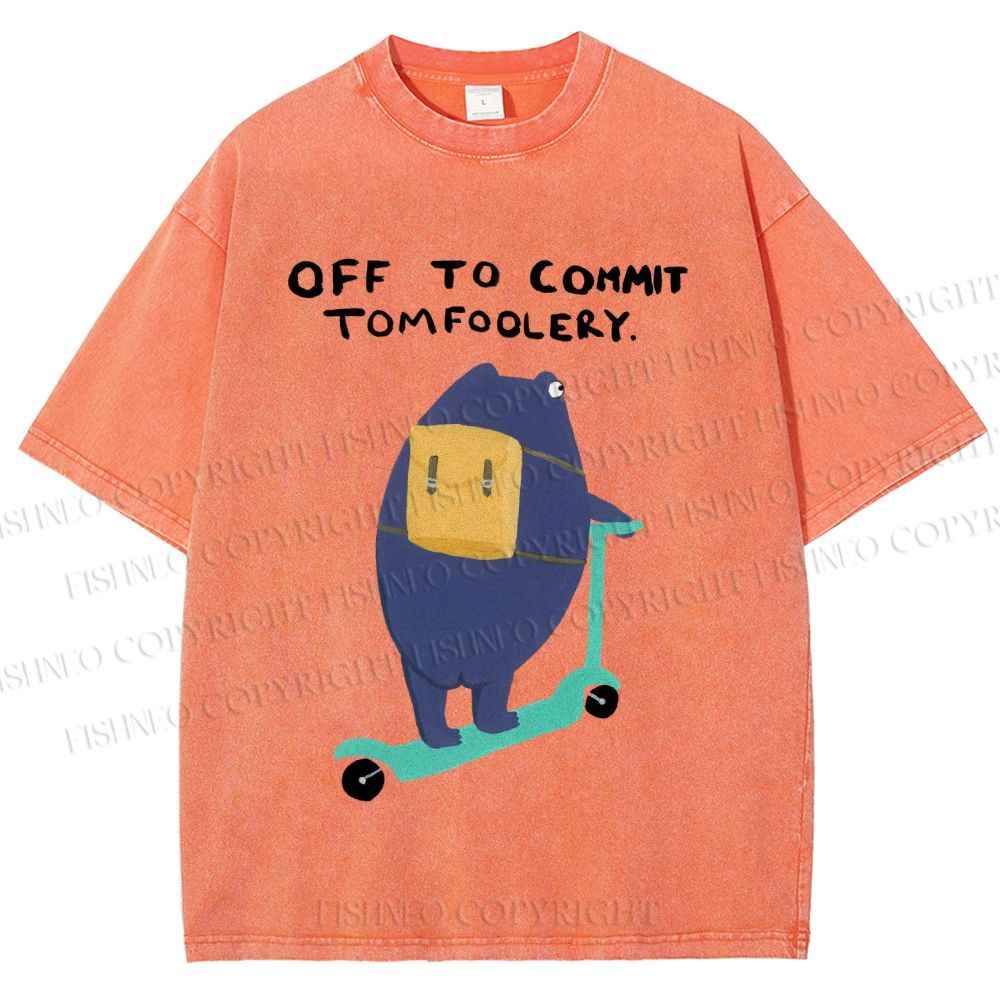Unisex Frog Skateboarding Printed Washed Tee