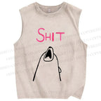 Unisex Shit Bear Printed Washed Tank Top