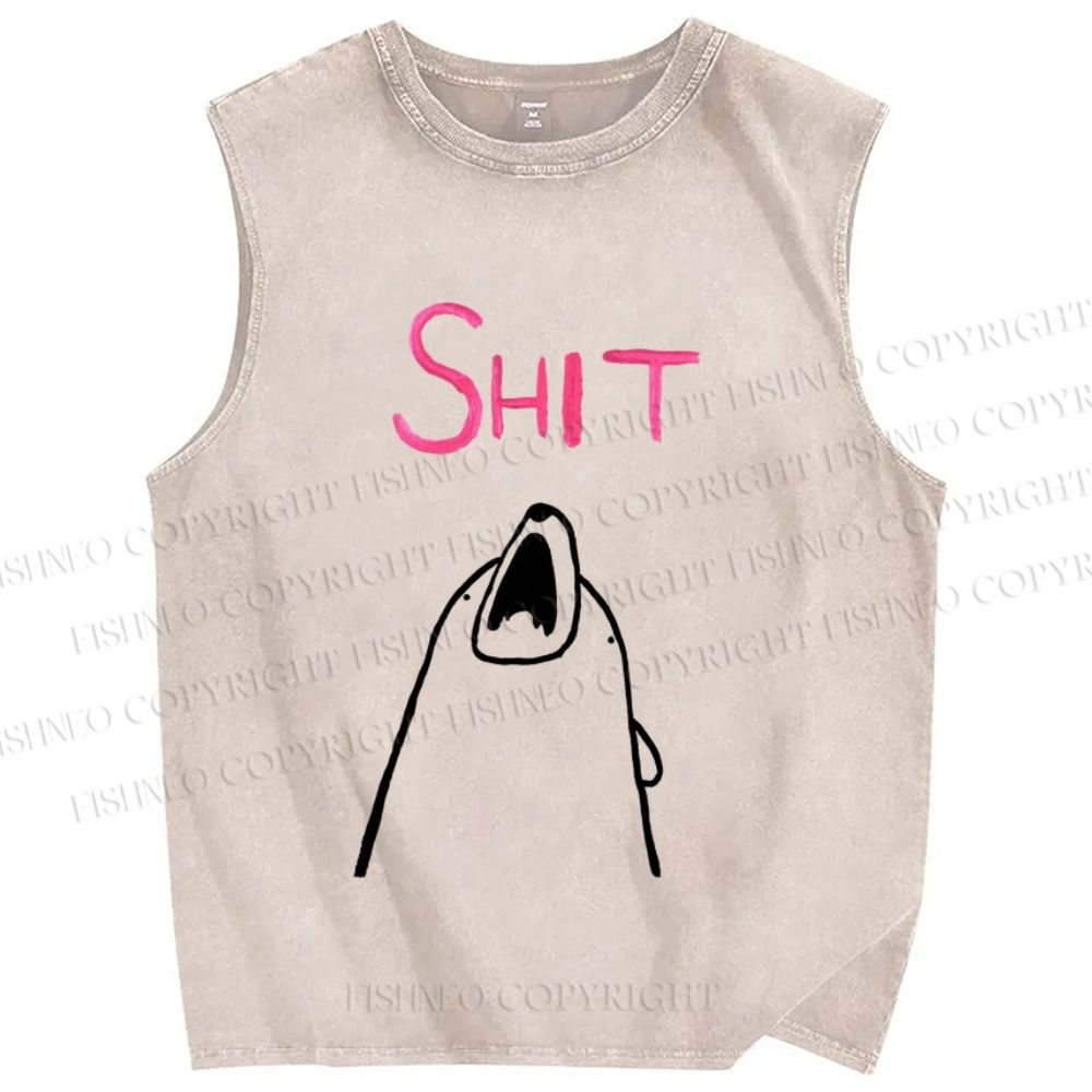 Unisex Shit Bear Printed Washed Tank Top