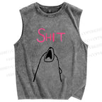 Unisex Shit Bear Printed Washed Tank Top
