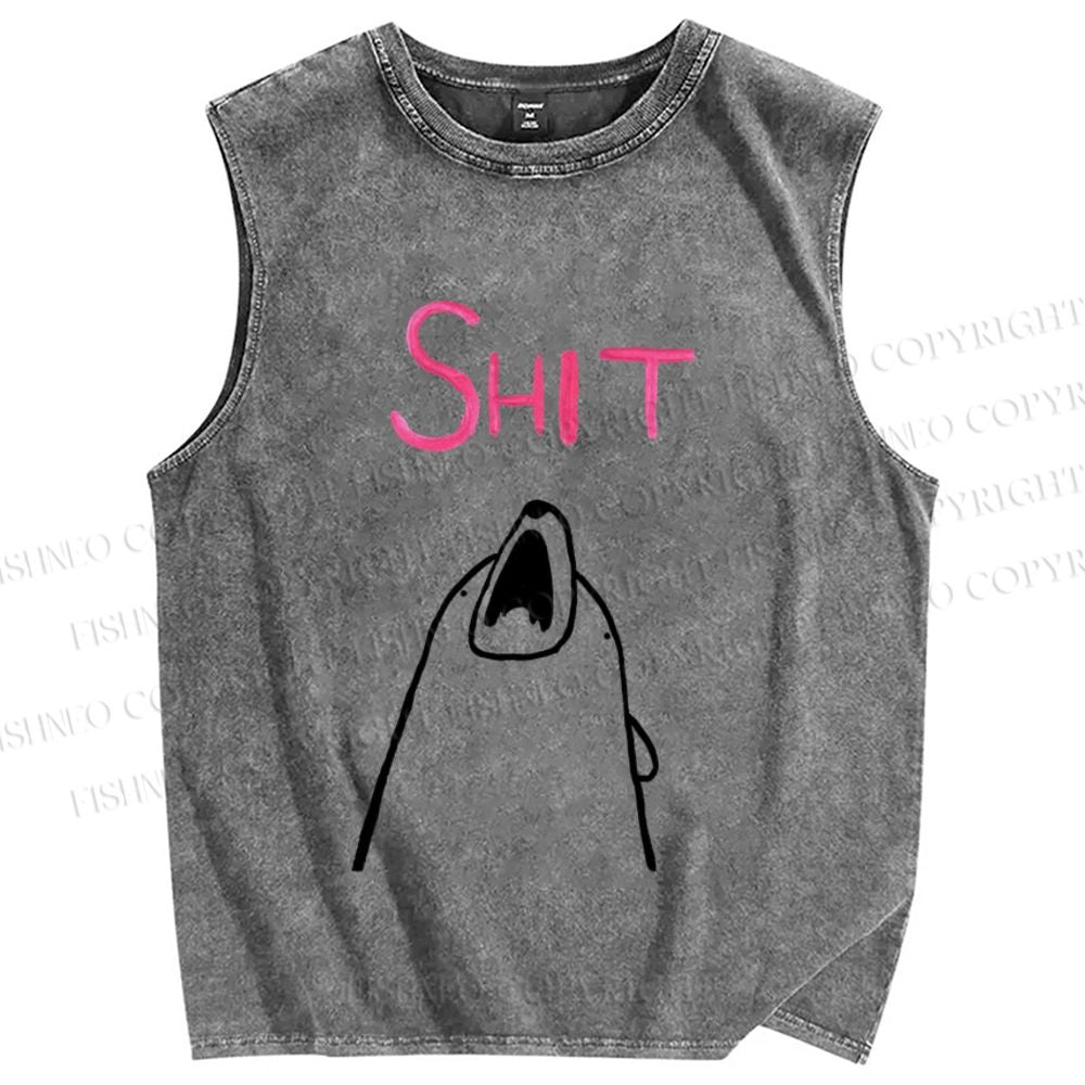 Unisex Shit Bear Printed Washed Tank Top