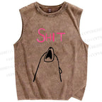 Unisex Shit Bear Printed Washed Tank Top