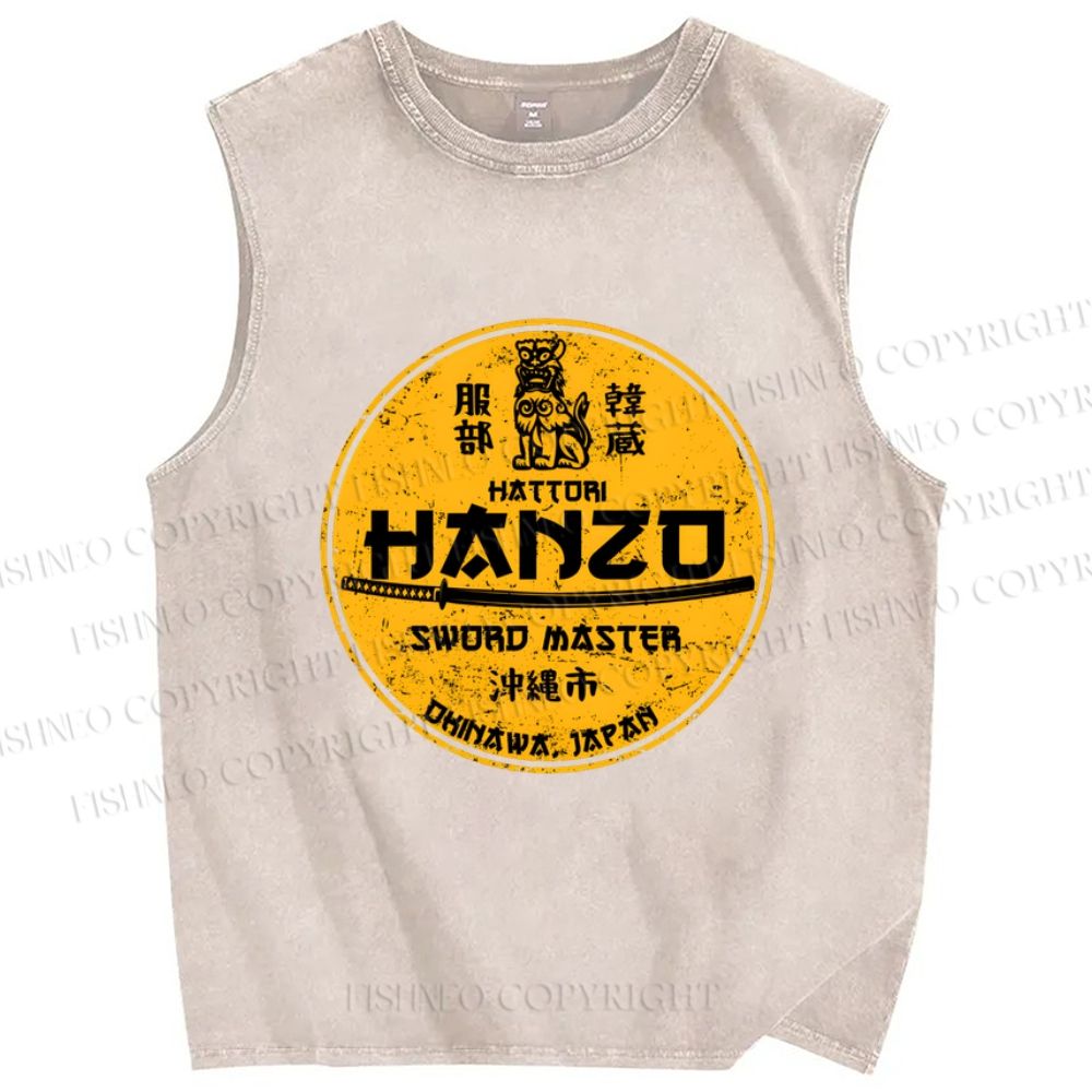 Unisex Hattori Hanzo Printed Washed Tank Top