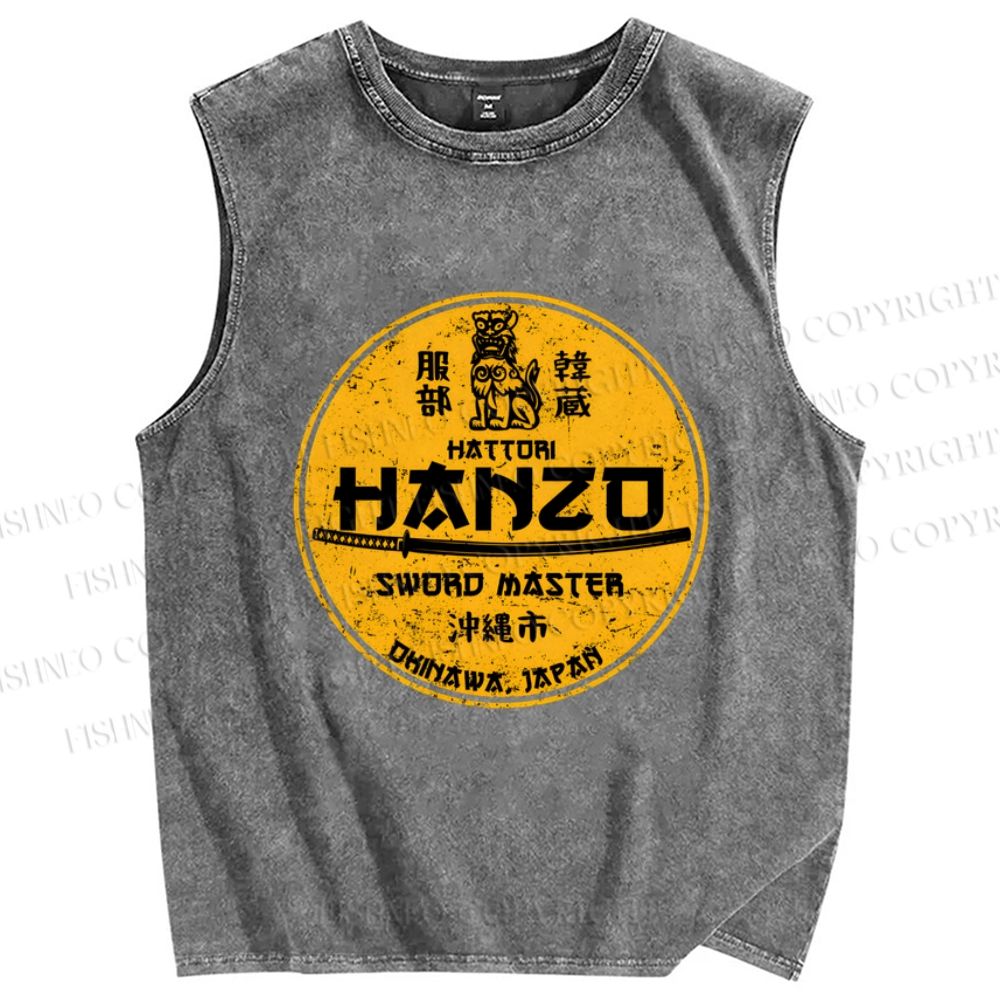 Unisex Hattori Hanzo Printed Washed Tank Top