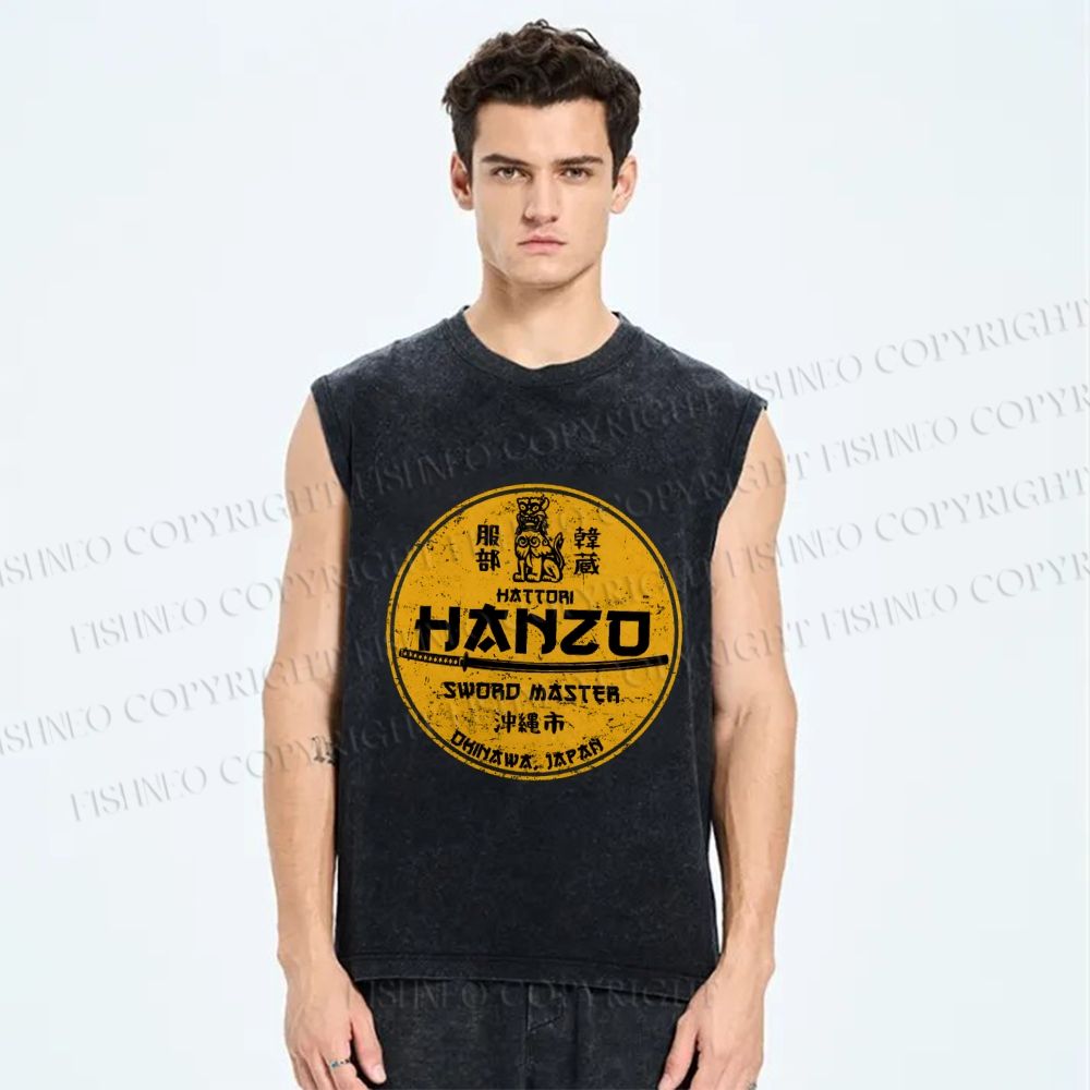 Unisex Hattori Hanzo Printed Washed Tank Top
