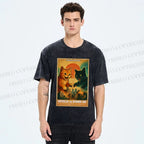 Unisex Catzilla vs Atomic Cat Printed Washed Tee
