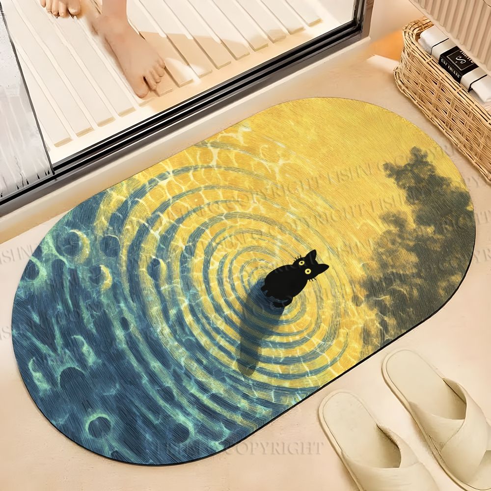 Water Ripple Cat Printed Bath Mat