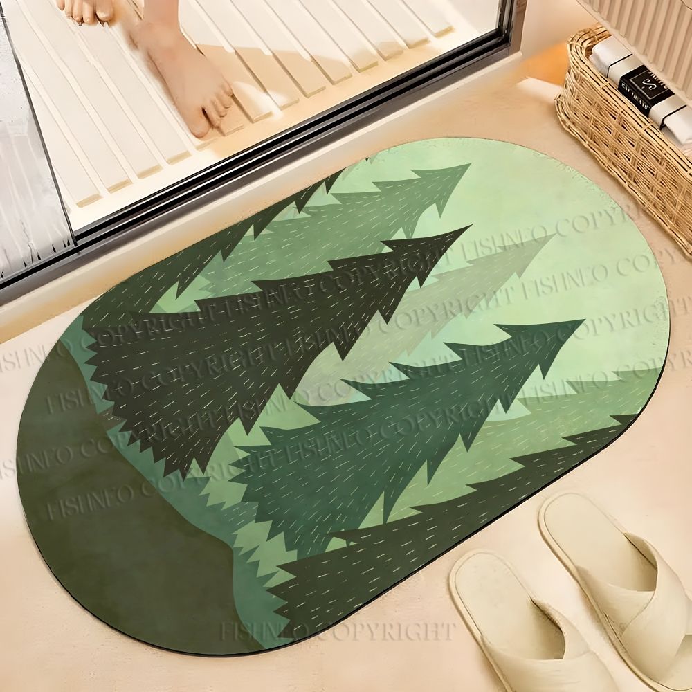 Silent Wood Printed Bath Mat