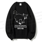 Unisex ull of Microplastics And Existential Dread Japanese Cat Printed Sweatshirt