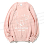 Unisex ull of Microplastics And Existential Dread Japanese Cat Printed Sweatshirt