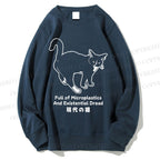 Unisex ull of Microplastics And Existential Dread Japanese Cat Printed Sweatshirt