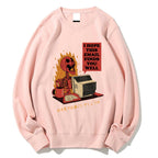 Funny skeleton workaholic Cotton Pullover Sweatshirt