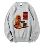 Funny skeleton workaholic Cotton Pullover Sweatshirt
