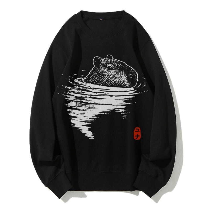 Swimming Capybara Cotton Sweatshirt
