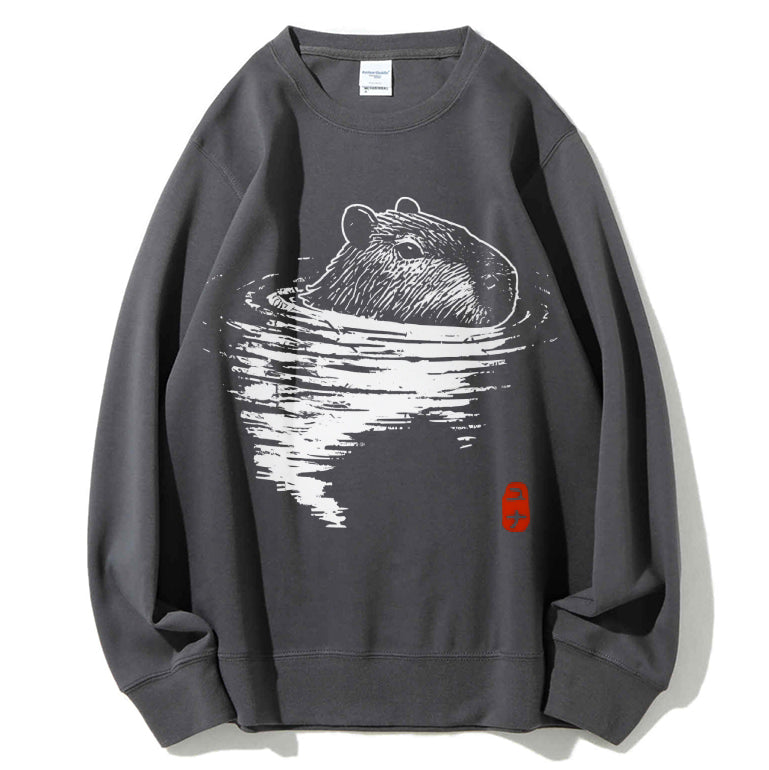 Swimming Capybara Cotton Sweatshirt