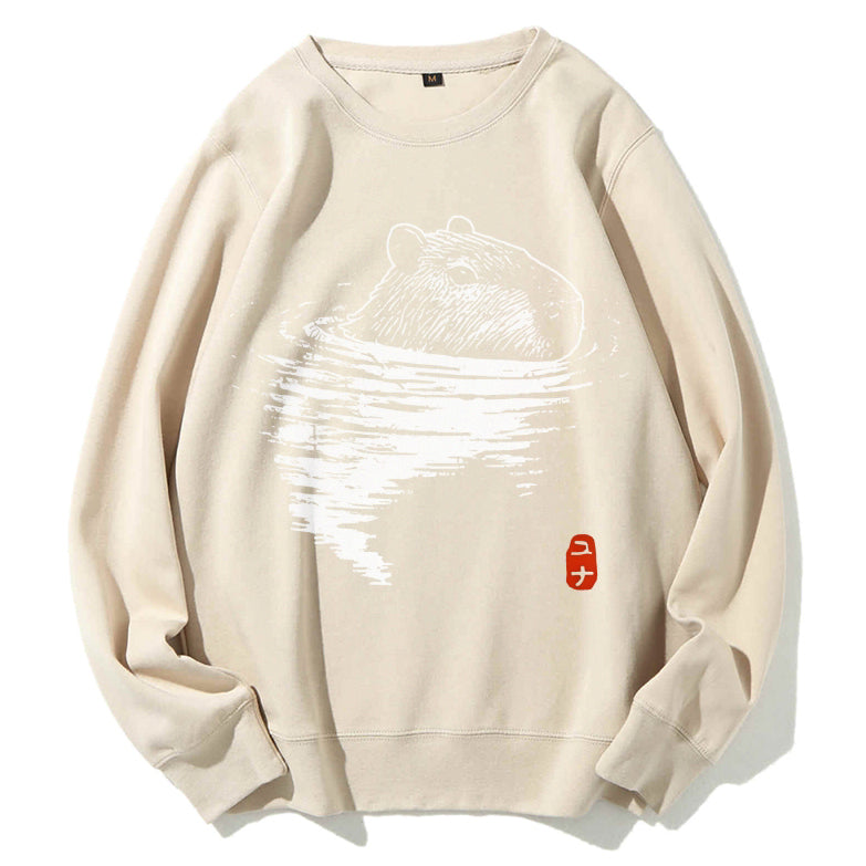 Swimming Capybara Cotton Sweatshirt