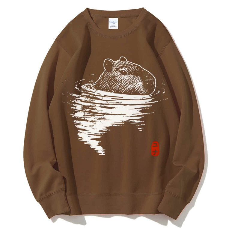 Swimming Capybara Cotton Sweatshirt